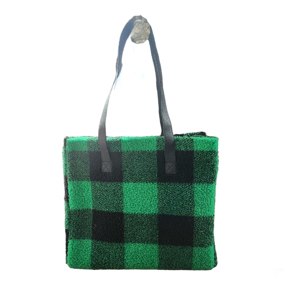 Barns and Noble Buffalo plaid tote bag